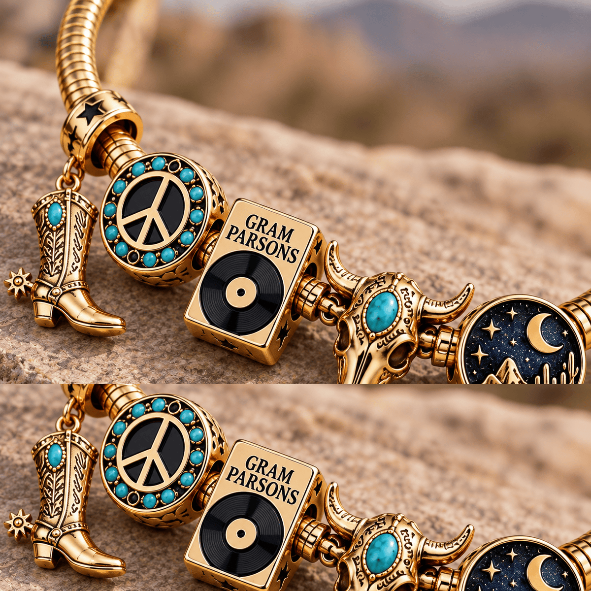 GPS Gold Charm Bracelet Set PTT