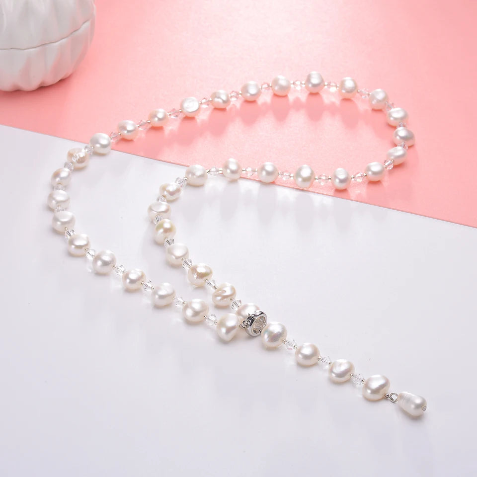 Zorun Real Natural Freshwater Pearl  Fashion/Fine Sweater Chain  Necklace Jewelry 8-9mm Good Sale for Women Party New Design