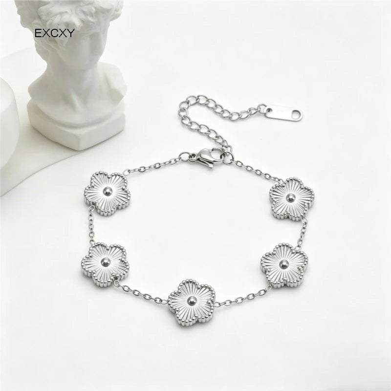 Necklace Bracelet Earrings Set Luxury Plum Blossom Plant Five Leaf Flower for Women Gift Jewelr