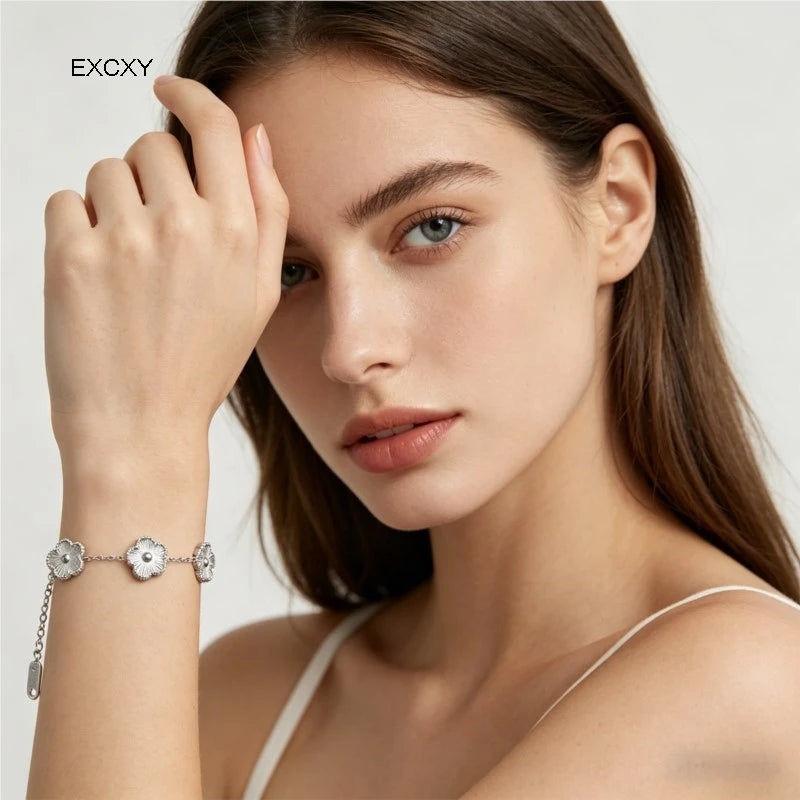 Necklace Bracelet Earrings Set Luxury Plum Blossom Plant Five Leaf Flower for Women Gift Jewelr