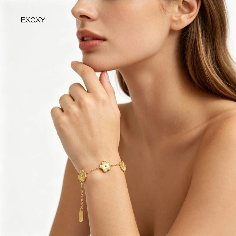 Necklace Bracelet Earrings Set Luxury Plum Blossom Plant Five Leaf Flower for Women Gift Jewelr