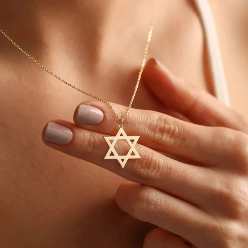 Stainless Steel Star Of David Pendants Necklaces For Women Jewish Hexagram Amulet Necklace Stainless Steel Talisman Jewelry
